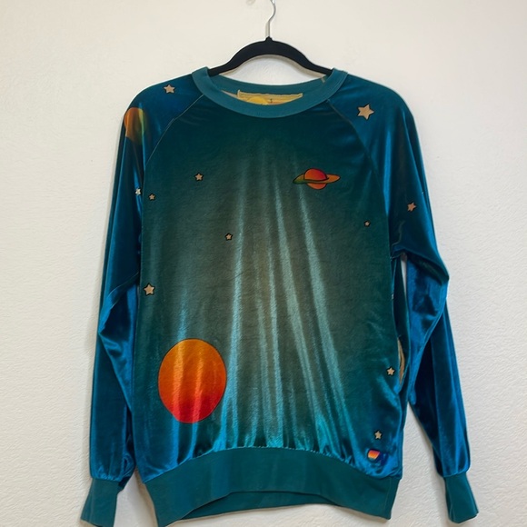 Aviator Nation Tops - Aviator Nation celestial sun galaxy velvet crew size unisex M rare!